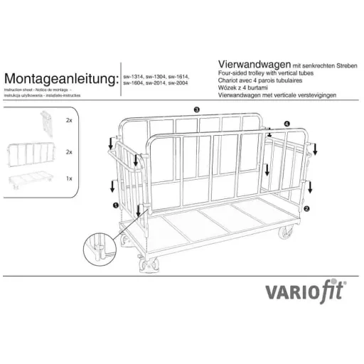 Vierwandwagen 1200 kg, Industriewagen, Transportwagen mit Wänden