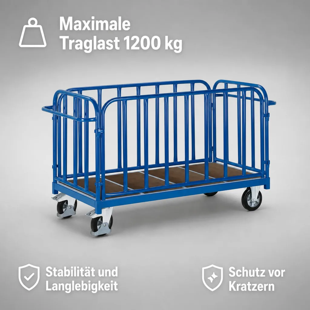 Vierwandwagen 1200 kg, Industriewagen, Transportwagen mit Wänden