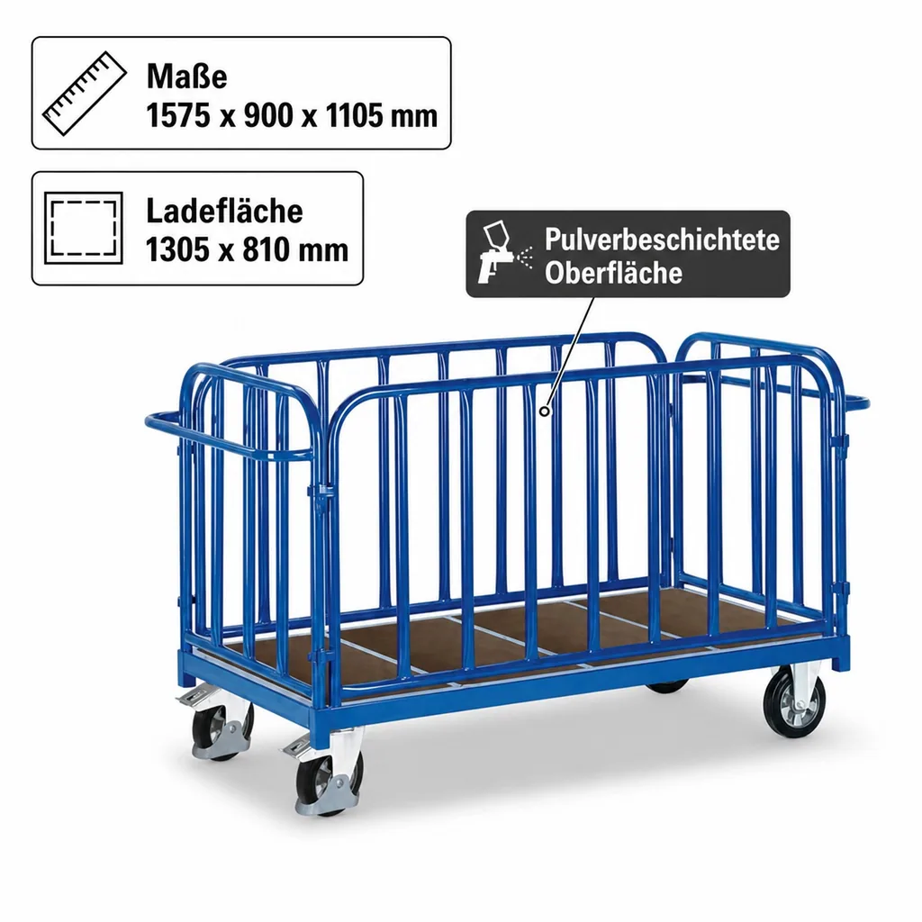 Vierwandwagen 1200 kg, Industriewagen, Transportwagen mit Wänden
