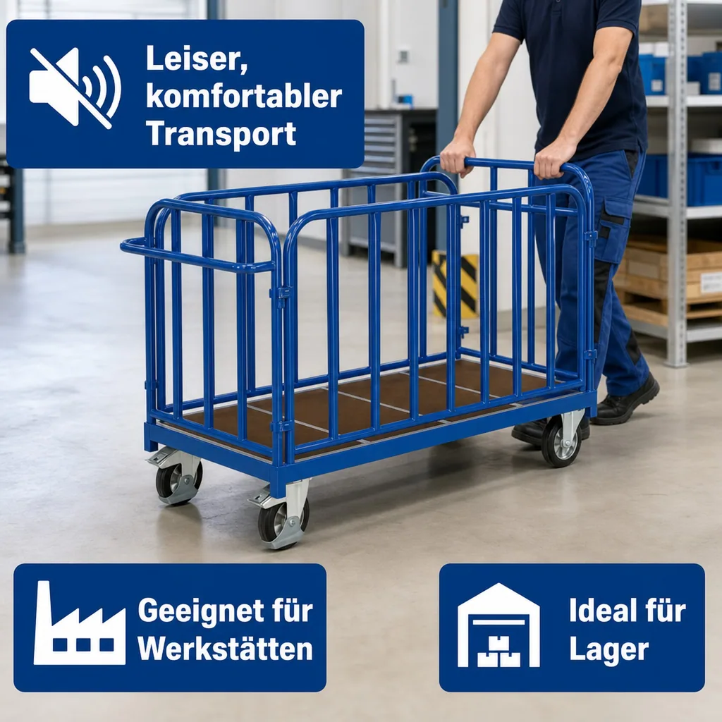Vierwandwagen 1200 kg, Industriewagen, Transportwagen mit Wänden
