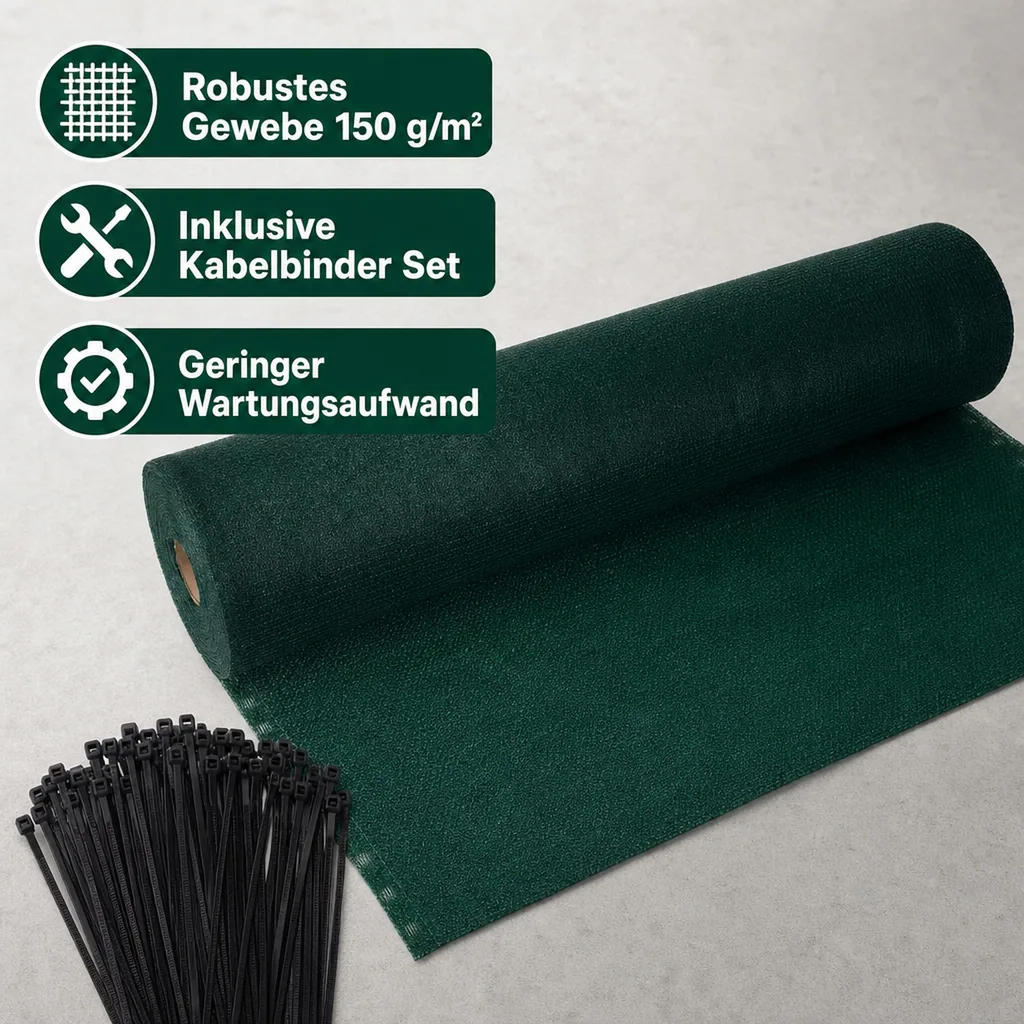 Sichtschutznetz, Windschutznetz, 2x10 m, inkl. Kabelbinder Set, Garten Sichtschutz