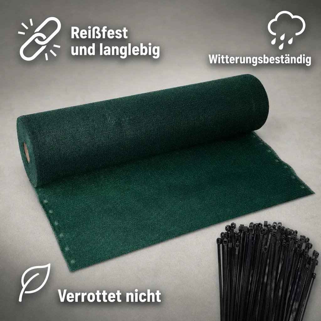 Sichtschutznetz, Windschutznetz, 2x10 m, inkl. Kabelbinder Set, Garten Sichtschutz