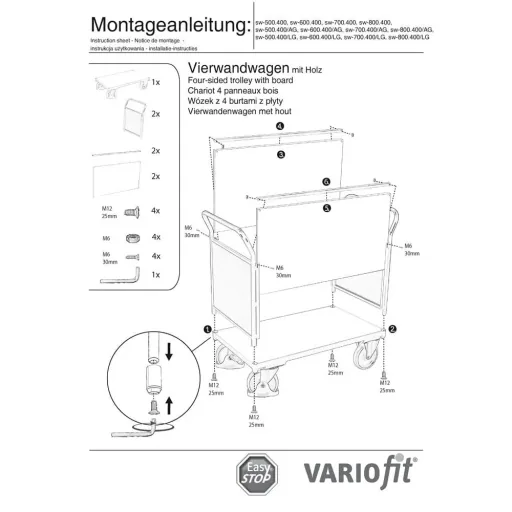 Vierwandwagen 500 kg Typ XL + EasySTOP