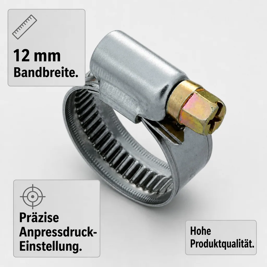 Schlauchschellen Edelstahl, W4, 12 mm, 32-50 mm, DIN 3017