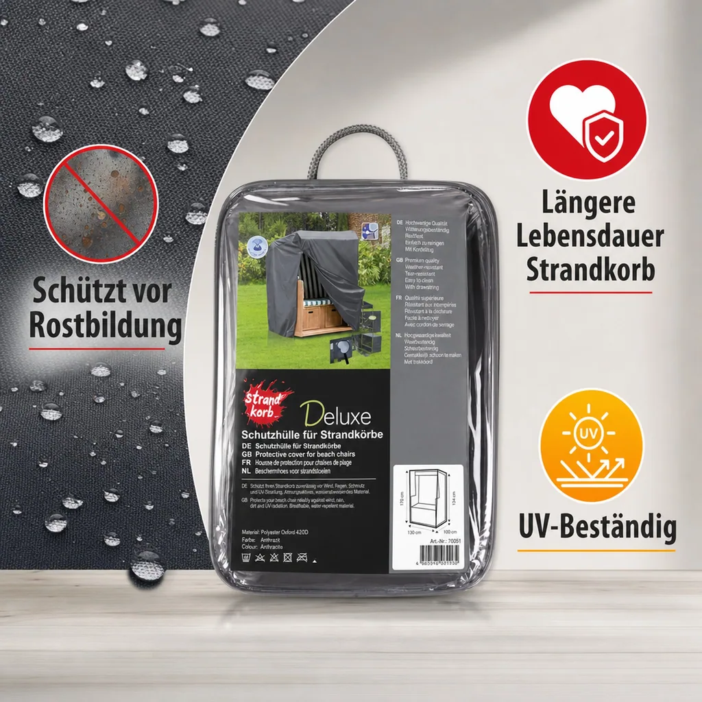 Strandkorb Schutzhülle, wetterfeste Abdeckung 130x105x170/135 cm