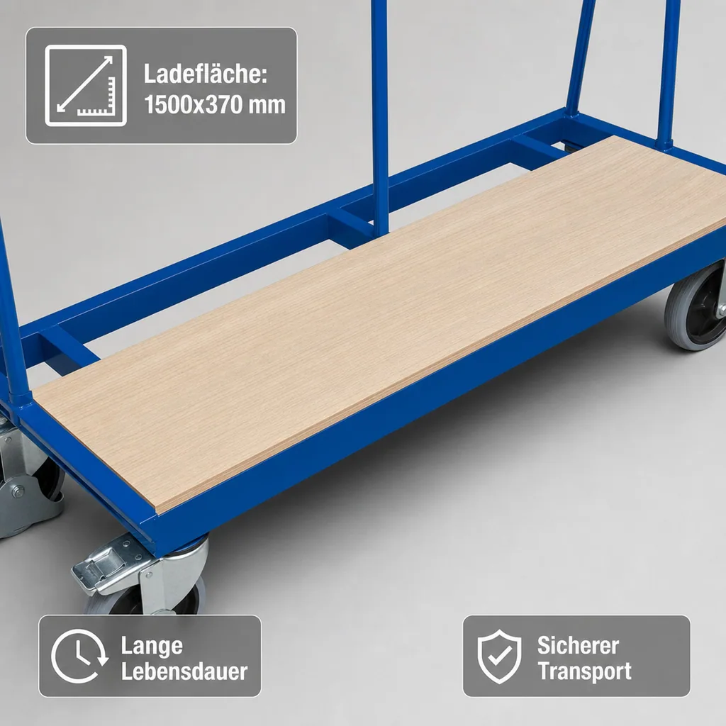 Plattenwagen, Holzladefläche, 500 kg Traglast