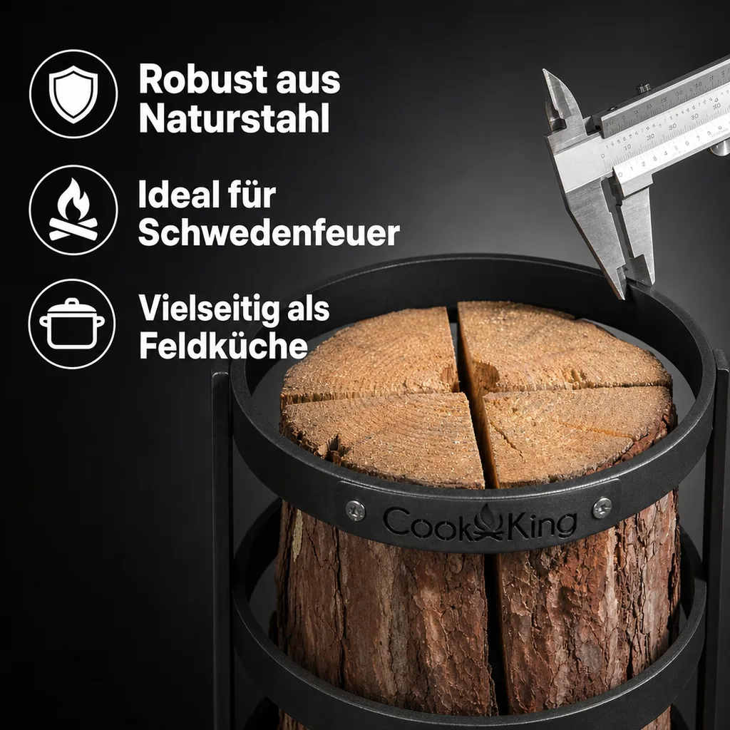 Feuerkorb, Gartenfeuerstelle, für Schwedenfeuer, Malmo Naturstahl