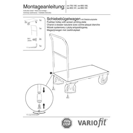 Schiebebügelwagen 1000 kg, Typ M, mit EasySTOP