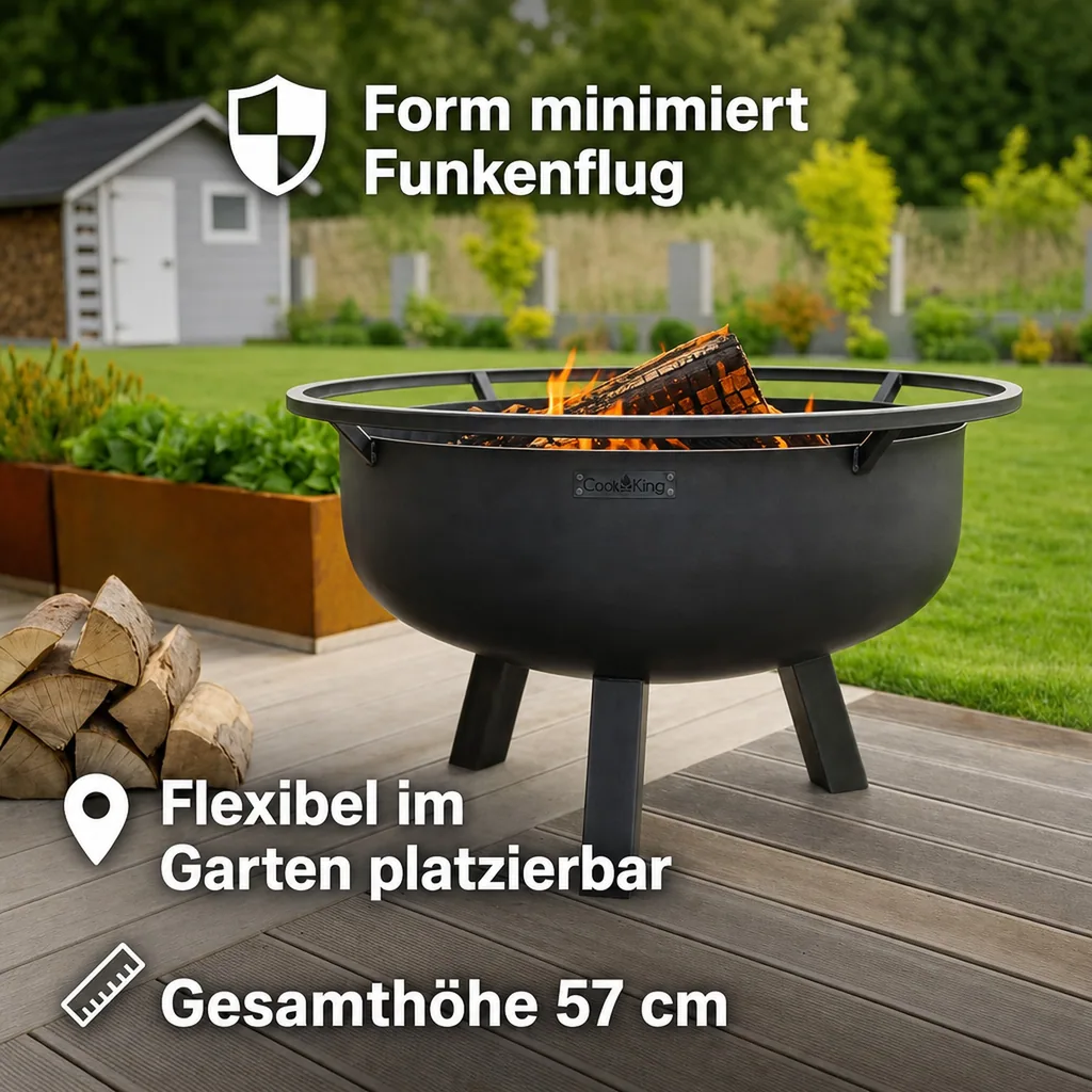 Feuerschale 80 cm, Garten, Stahl, XXL, Naturstahl