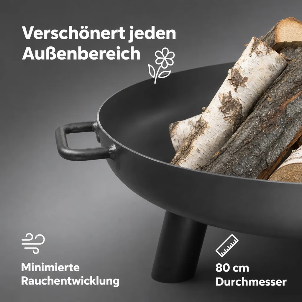 Feuerschale, 80 cm, Garten, Stahl, Gartengrill, Feuerstelle