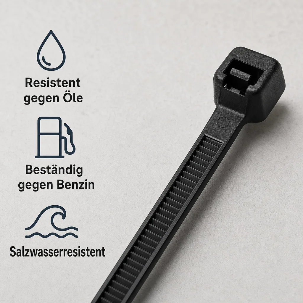 100 Kabelbinder 530x7,6mm schwarz (UV-stabilisiert) PA6.6