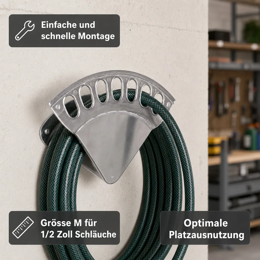 Wandschlauchhalter Alu, Schlauchhalter Wand, Grösse M, Werkstatt und Industrie