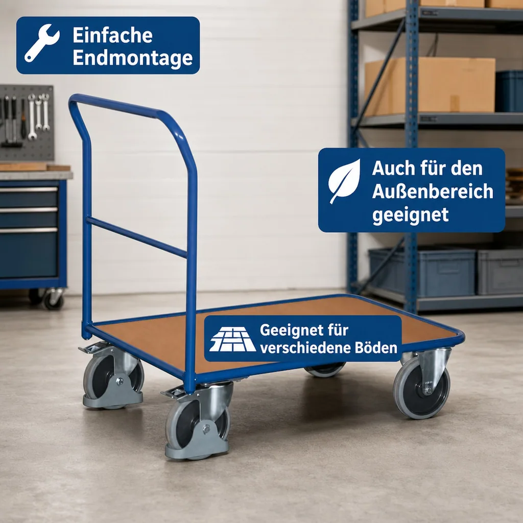 Transportwagen 400 kg, Schiebebügelwagen, Werkstattwagen, EasySTOP, Typ M
