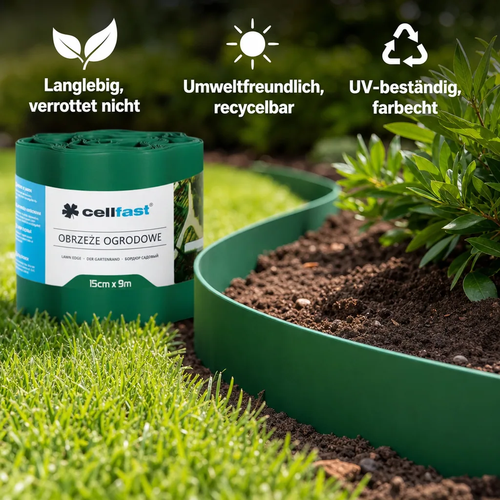 Gartenrand grün 15 cm x 9 Meter, Rasenkante, Beeteinfassung