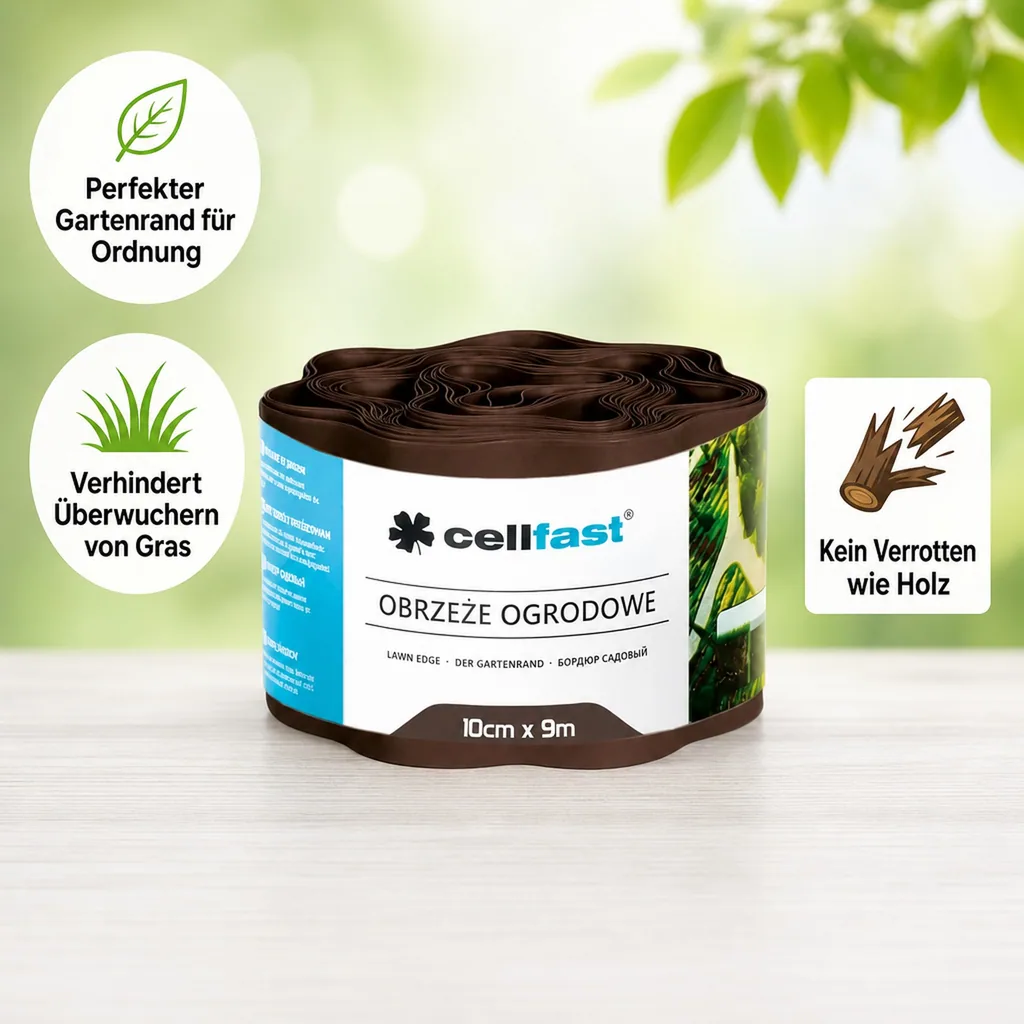 Gartenrand braun 10cm x 9m, Rasenkante, Beetbegrenzung