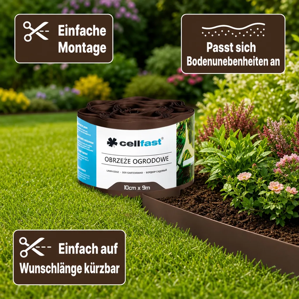 Gartenrand braun 10cm x 9m, Rasenkante, Beetbegrenzung