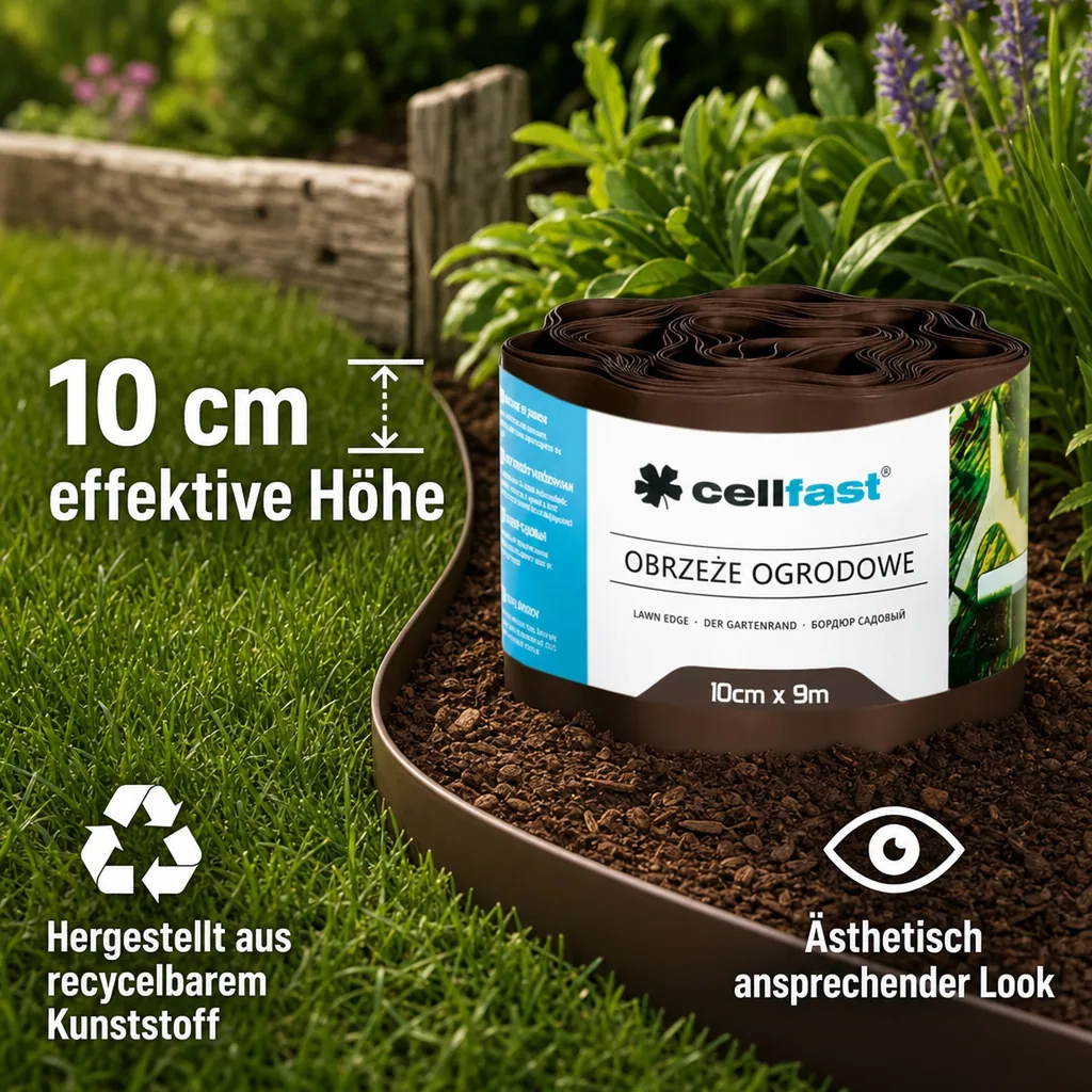 Gartenrand braun 10cm x 9m, Rasenkante, Beetbegrenzung