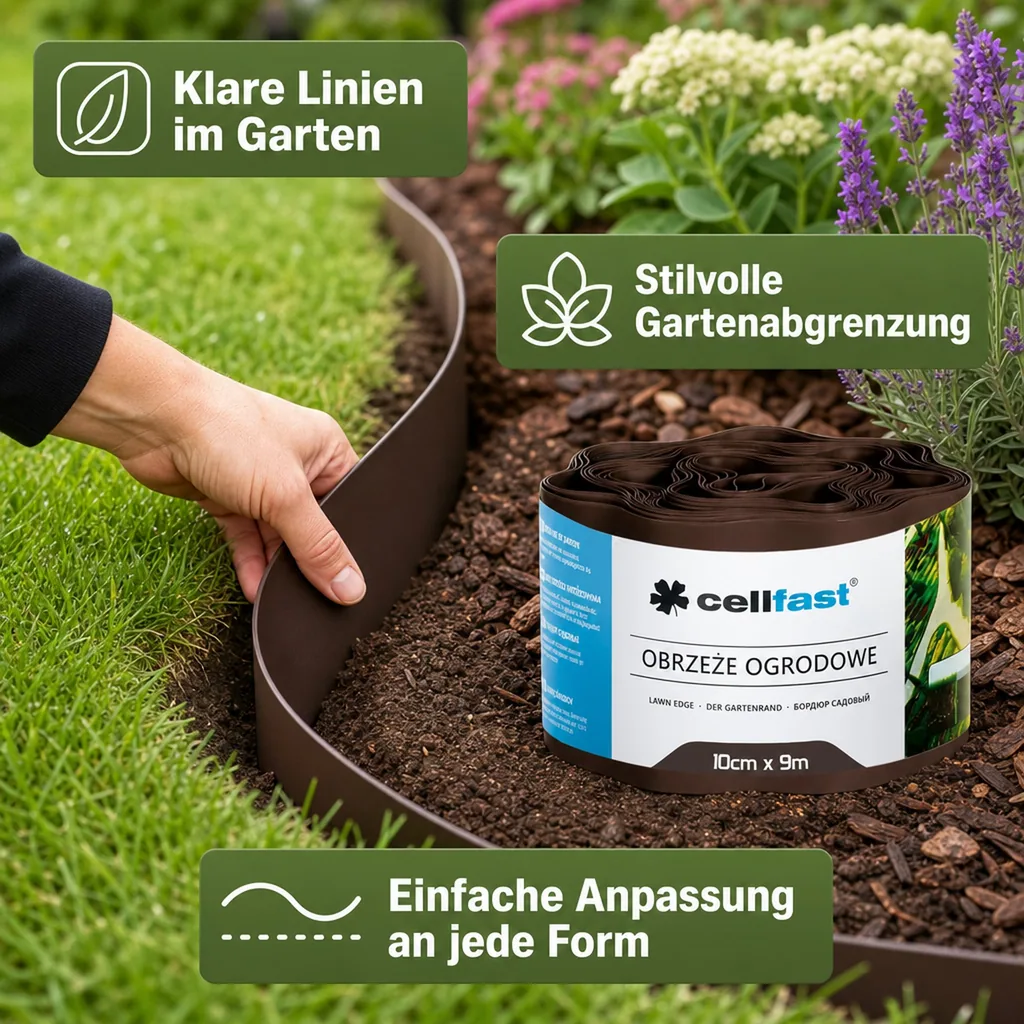 Gartenrand braun 10cm x 9m, Rasenkante, Beetbegrenzung