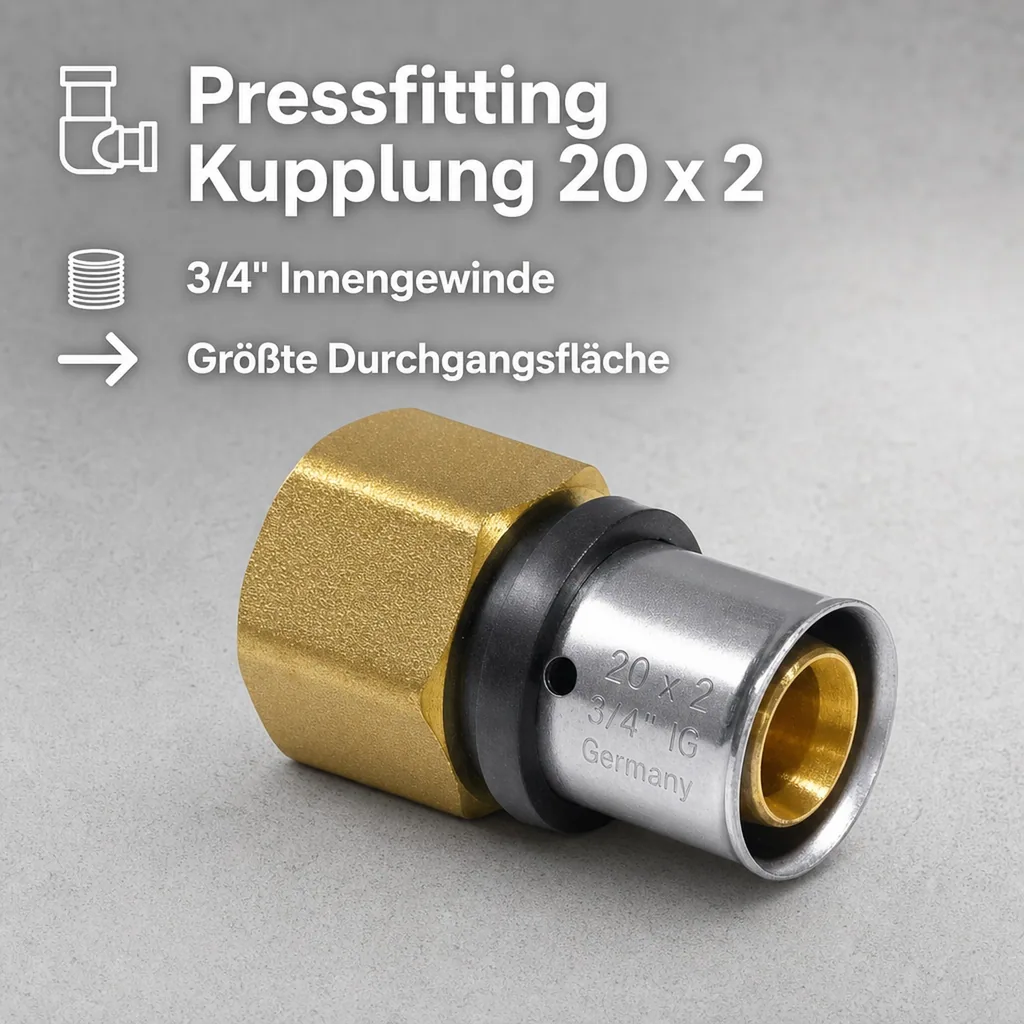 Pressfitting Kupplung 20 x 2 - 3/4" IG