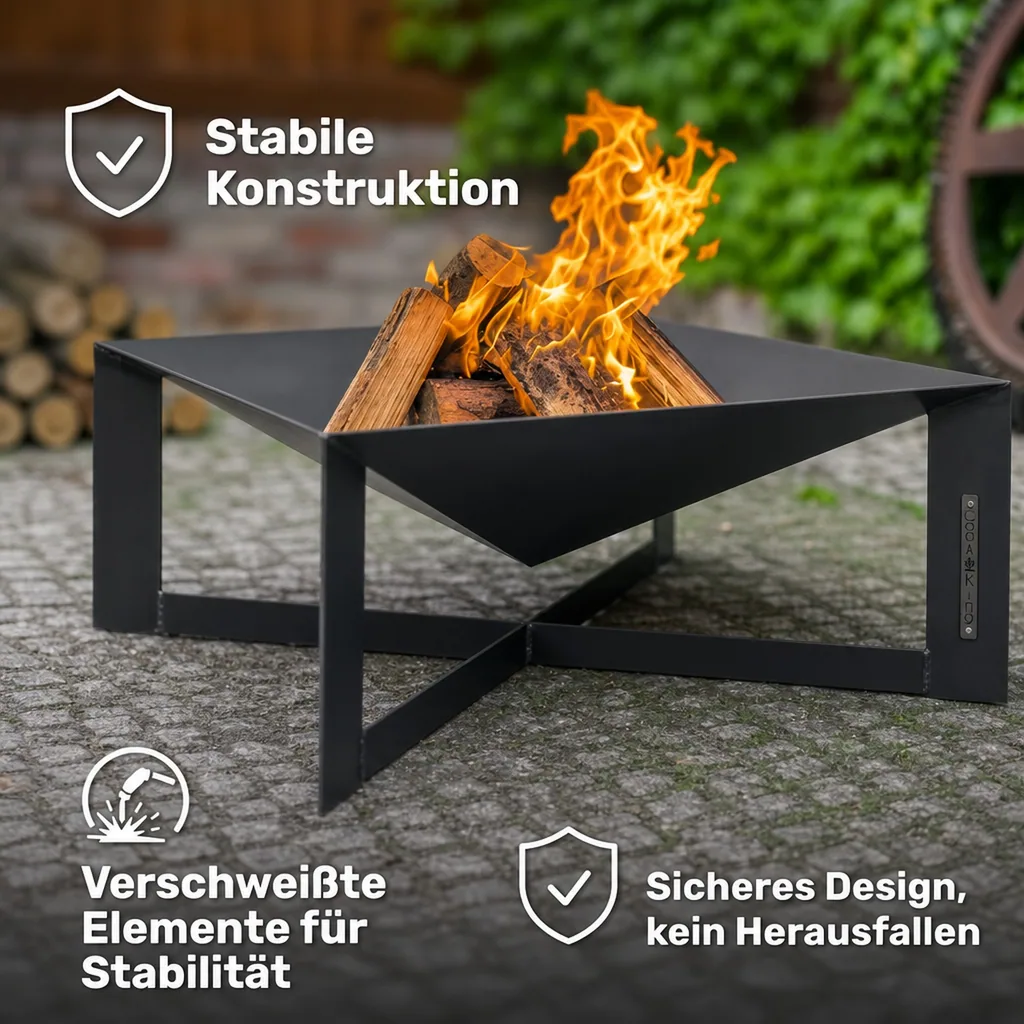 Feuerschale, 70x70 cm, Naturstahl, Gartenfeuerstelle