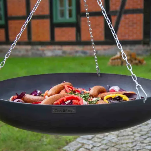 Wok Pfanne 70 cm, Naturstahl, für Dreibein & Feuerstelle