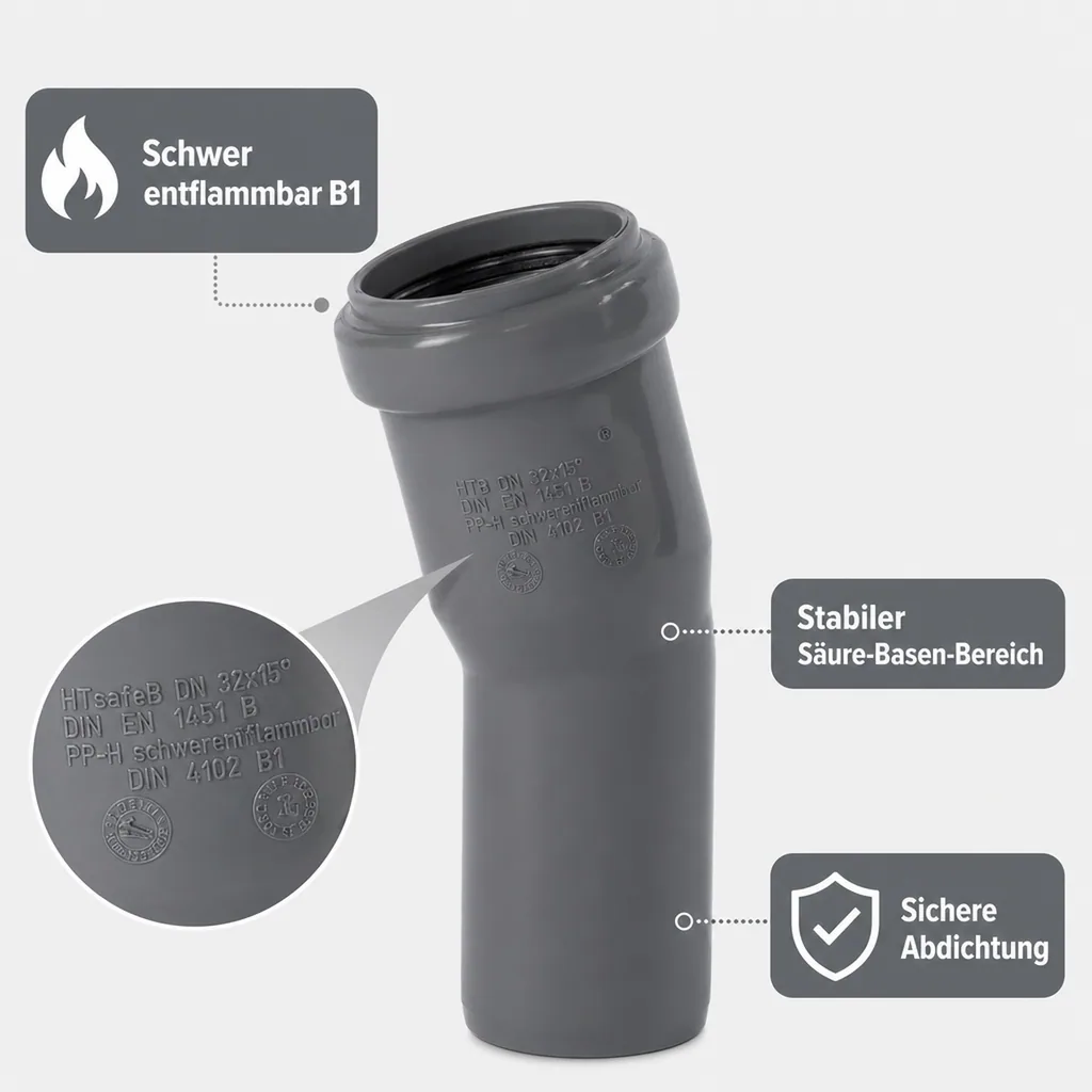 HTsafeB Bogen DN/OD 32    15 Grad