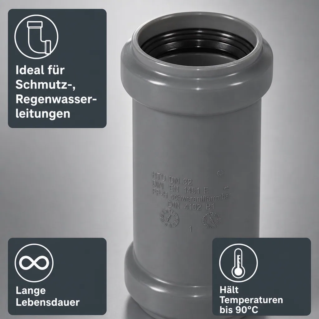 HT Rohr DN 32, Doppelmuffe