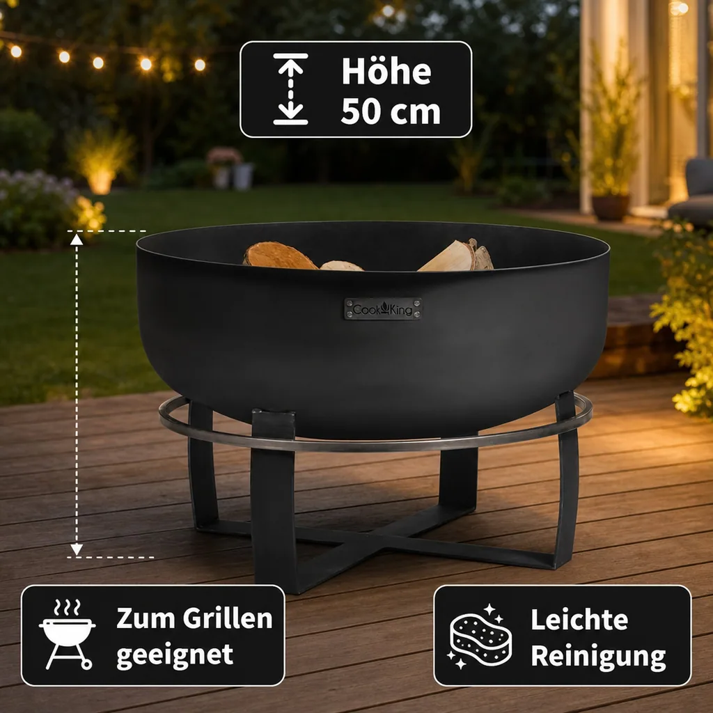 Feuerschale 80 cm, XXL, Gartenfeuerstelle Stahl