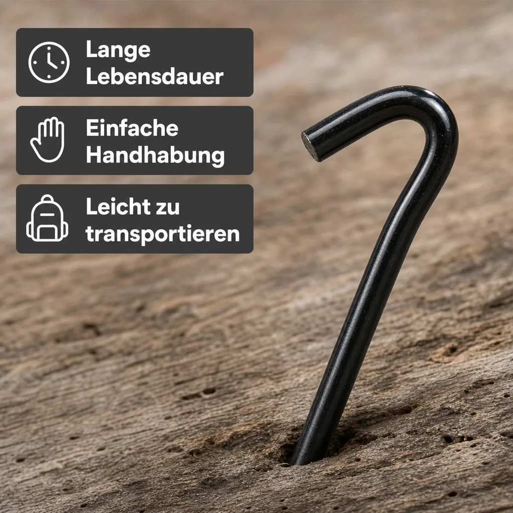 Zeltpflöcke 5 Stück, Dreikant, 23cm, verzinkt, stabil, Erdnägel Zelt