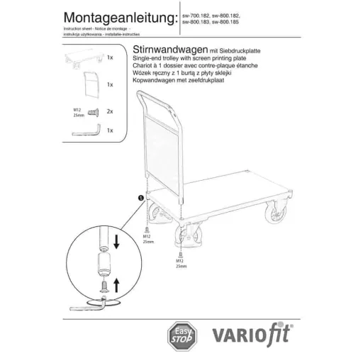 Stirnwandwagen 1000 kg Typ XL + EasySTOP