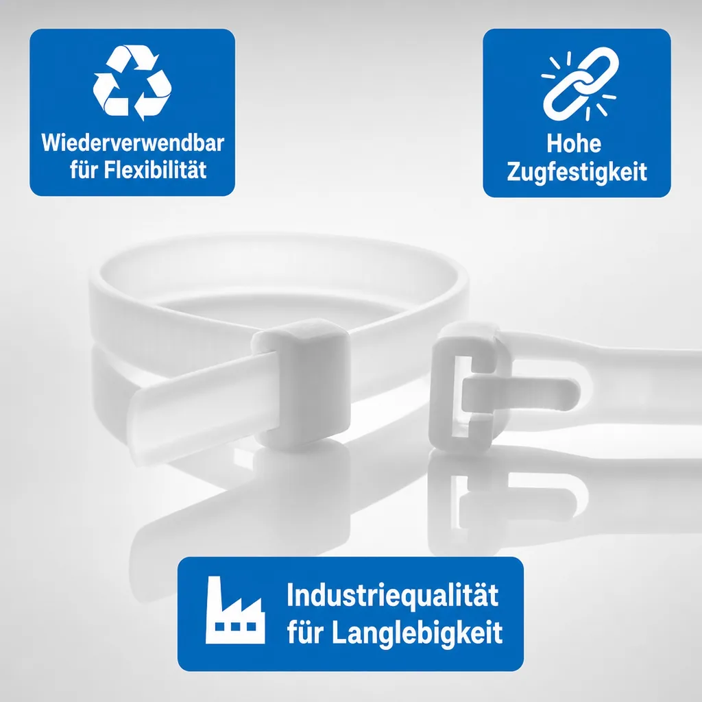 Kabelbinder, wiederlösbar, 100 Stück, 100mm, natur, Polyamid