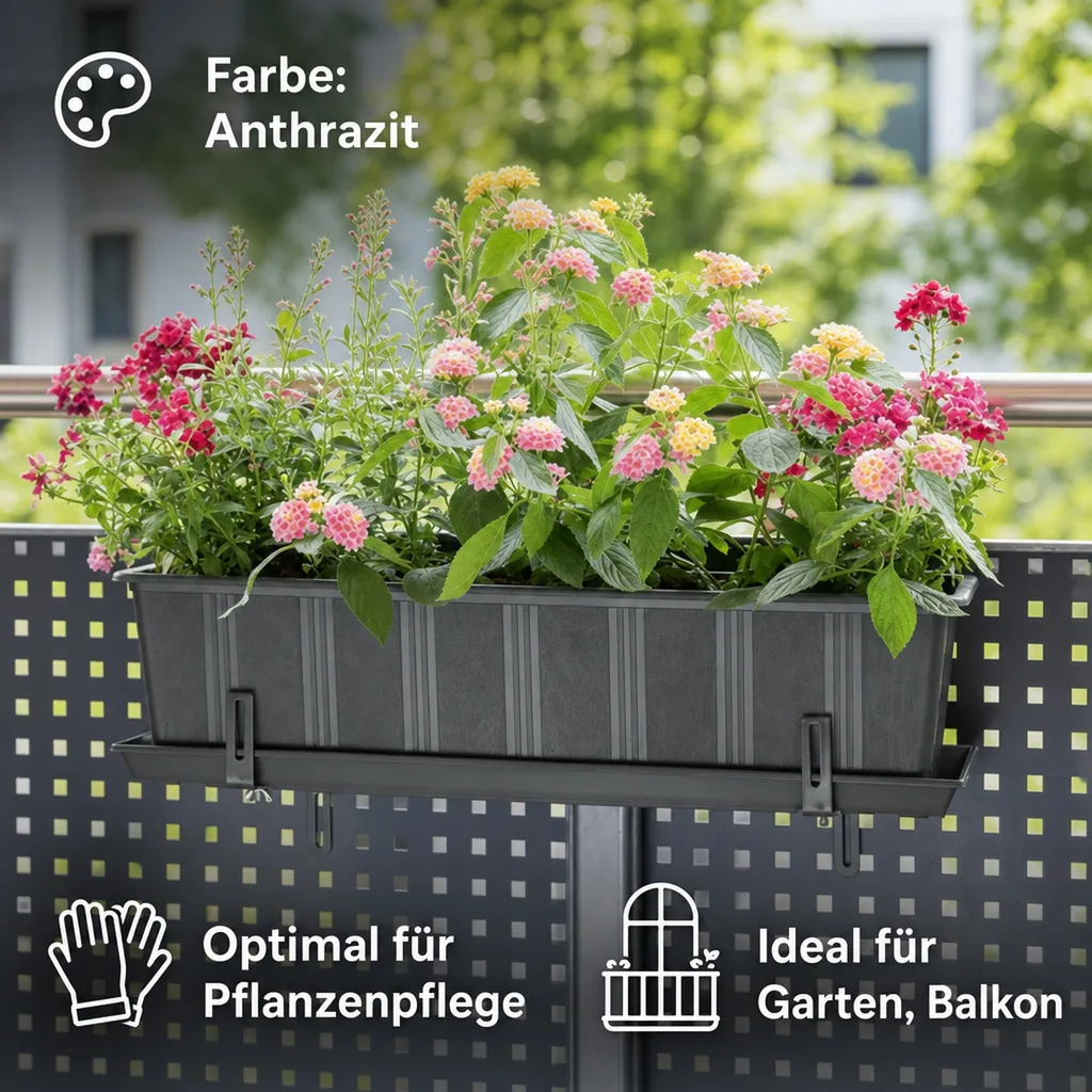 Blumenkasten Untersetzer, anthrazit, ca. 100cm, Kunststoff