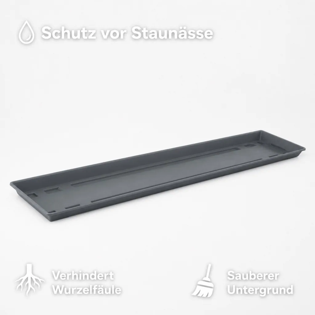 Blumenkasten Untersetzer, anthrazit, ca. 100cm, Kunststoff