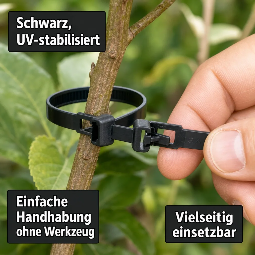 Kabelbinder, 100 Stk. wiederlösbar, 150x7,6mm, schwarz