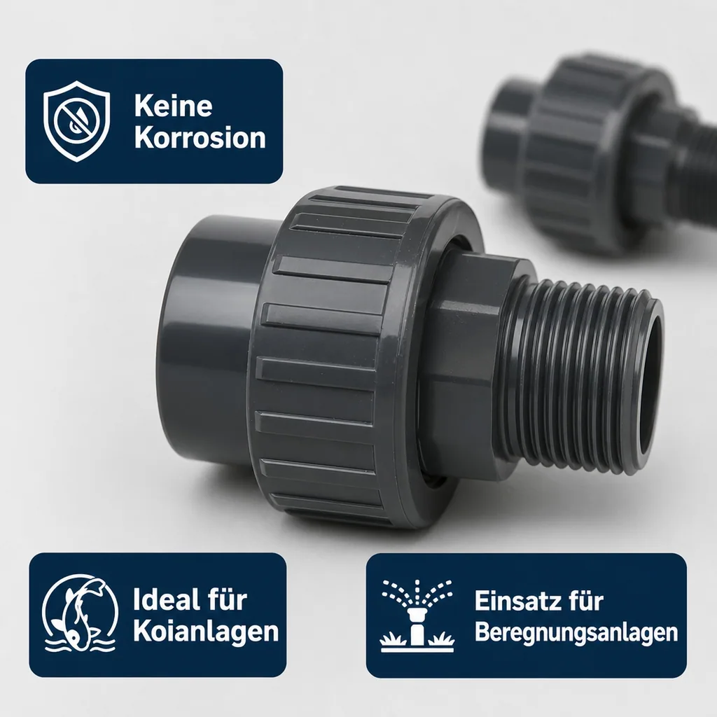 PVC - U Verschraubung Klebemuffe x AG 32 mm x 1"