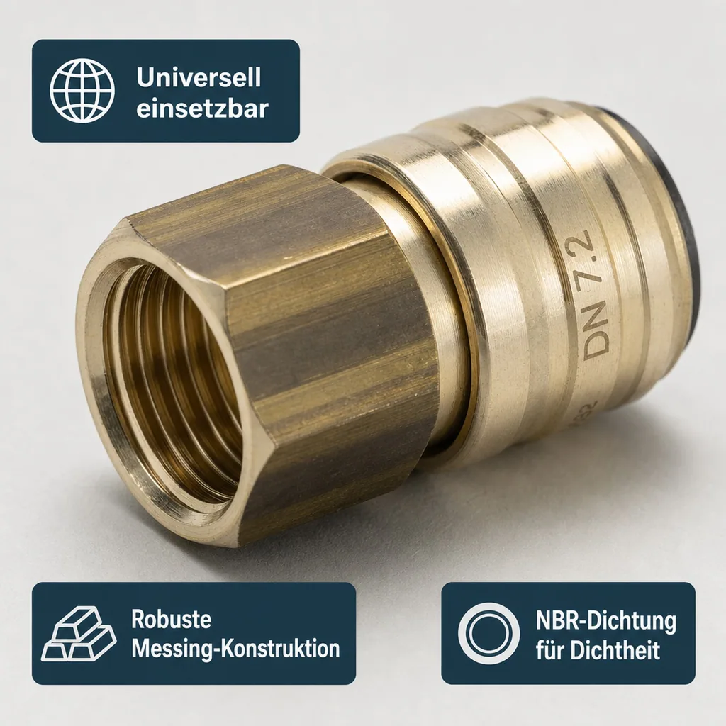 Druckluftkupplung, Kupplungsdose 1/2" Innengewinde, Messing, Standardgröße