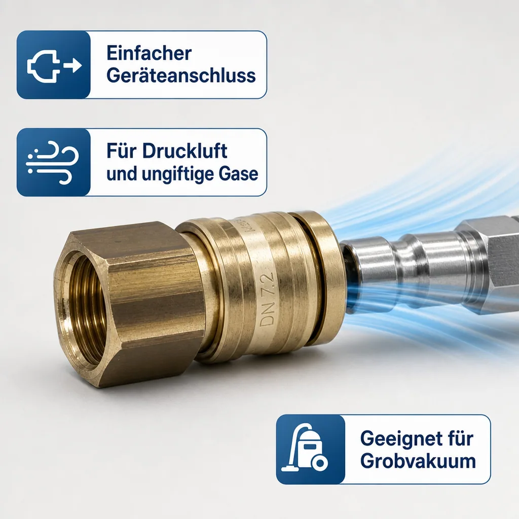 Druckluftkupplung, Kupplungsdose 1/2" Innengewinde, Messing, Standardgröße