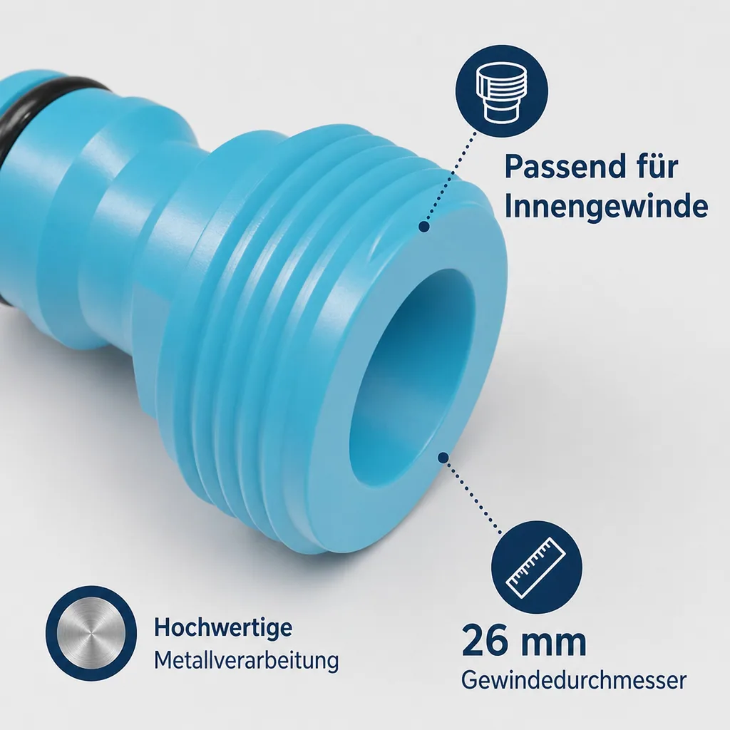 Wasserhahnanschluss 3/4 Zoll, Adapter Aussengewinde, Anschluss Wasserhahn
