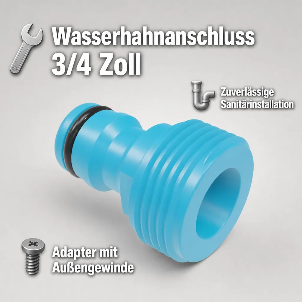 Wasserhahnanschluss 3/4 Zoll, Adapter Aussengewinde, Anschluss Wasserhahn