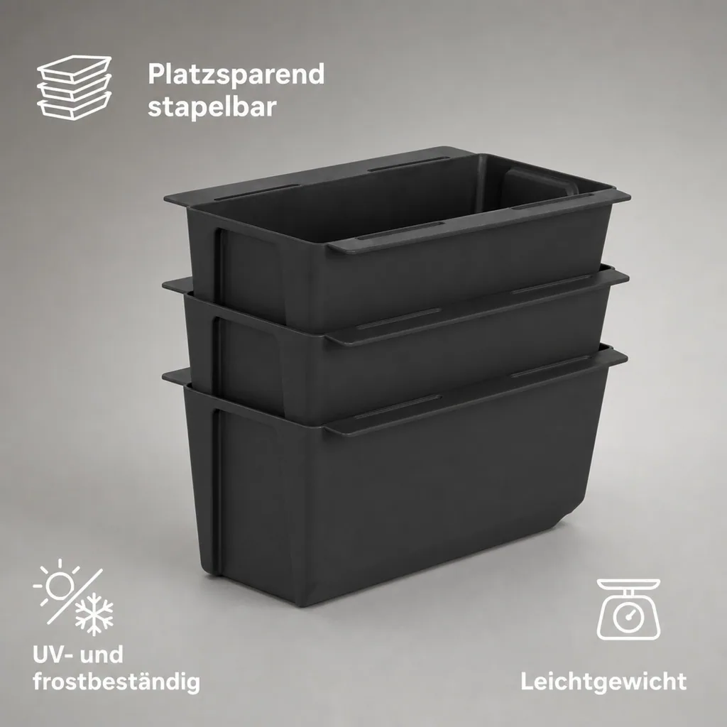 Pflanzkasten Europalette, Paletten Pflanzkasten, anthrazit, Kunststoff