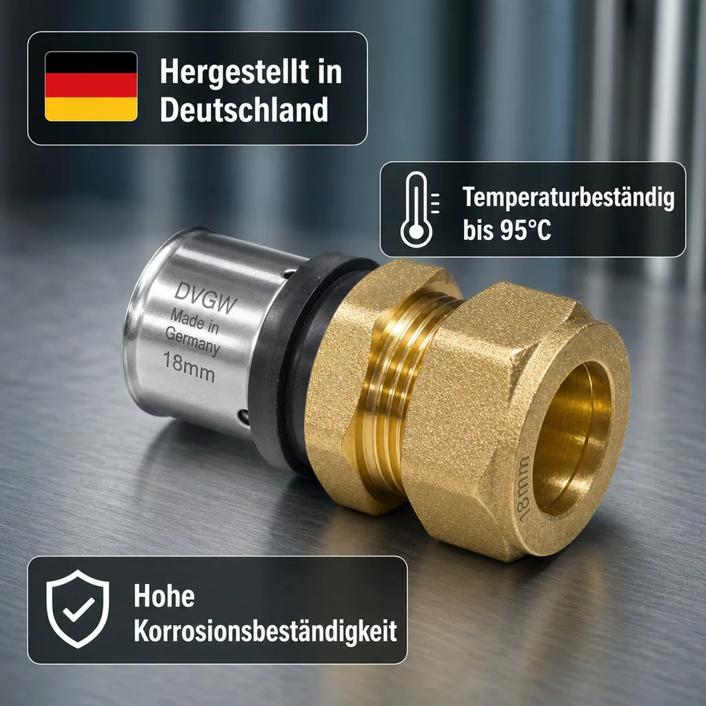 Pressfitting Übergang Kupferrohr, 20 mm - 22 mm, Trinkwasser, Made in Germany