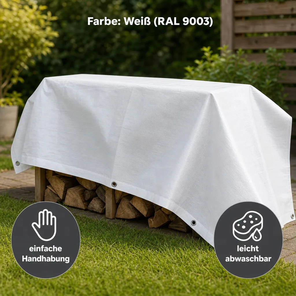 Abdeckplane 3x4m, weiß, 180g/m², wasserdicht und reissfest