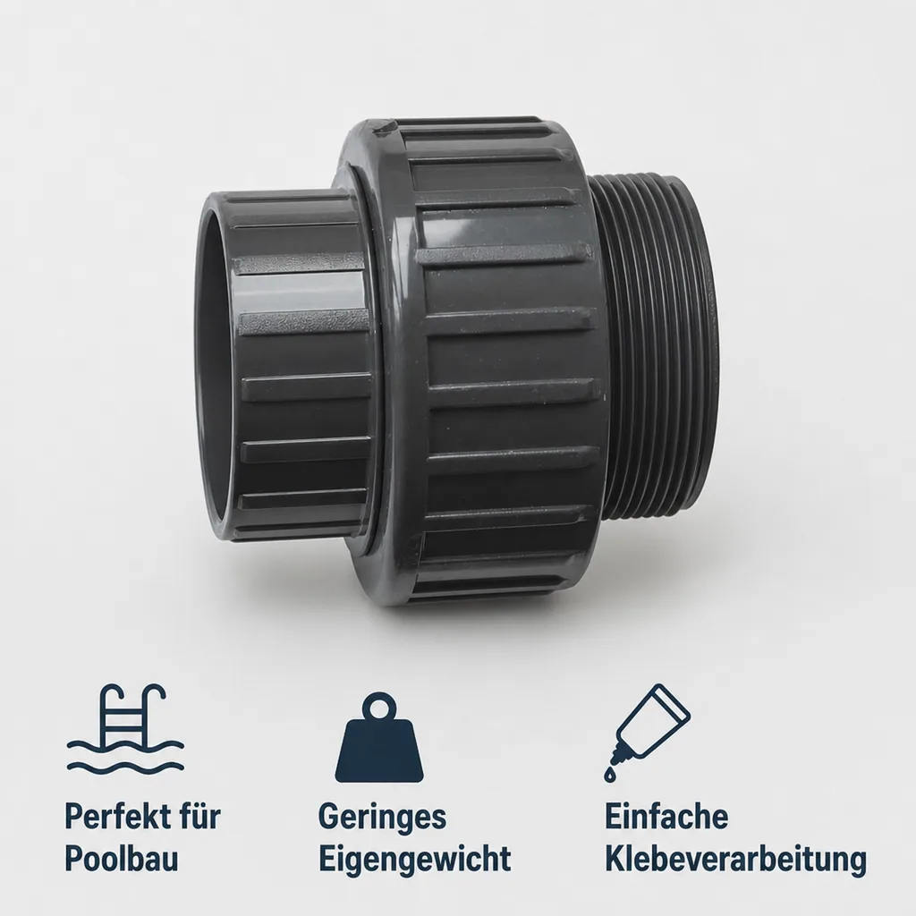PVC Verschraubung 50mm, Klebemuffe x IG 1 1/2", PVC-U Fitting