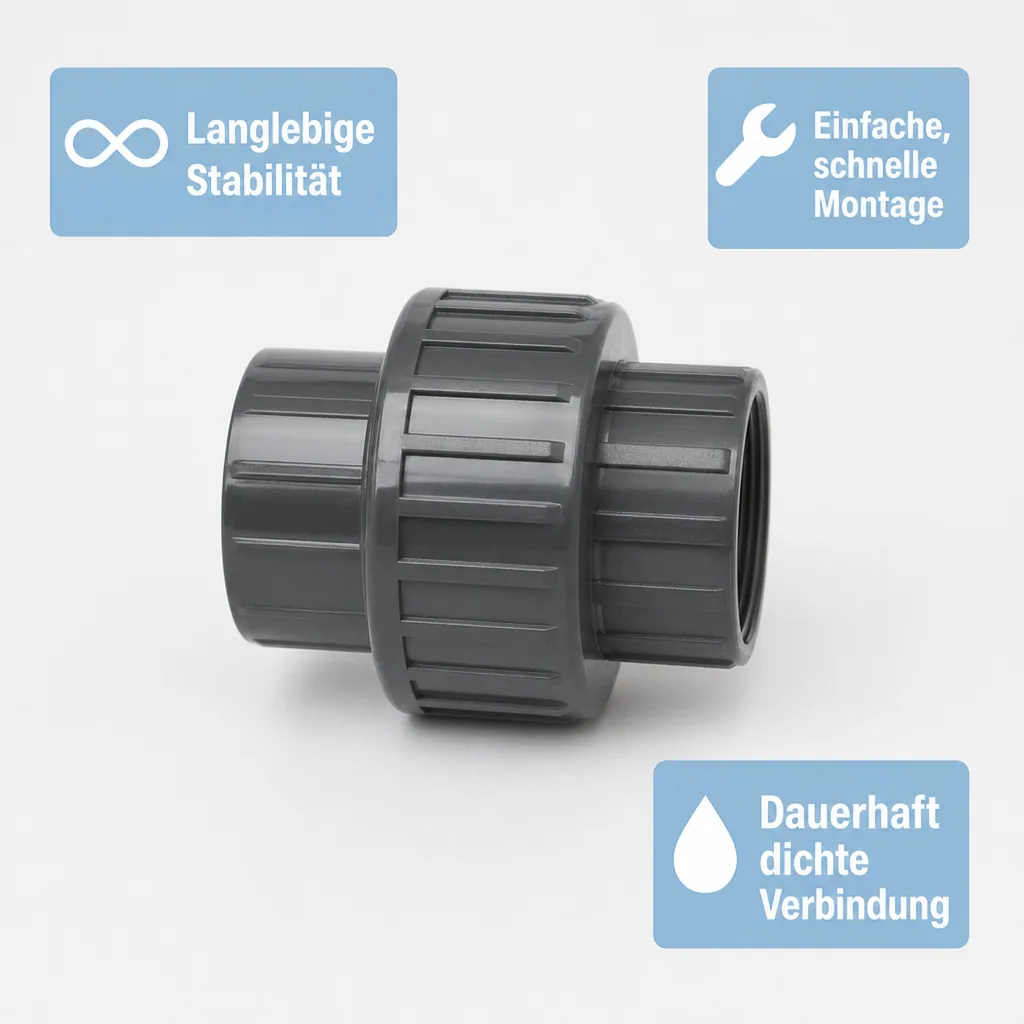 PVC Verschraubung 50mm, Klebemuffe x IG 1 1/2", PVC-U Fitting