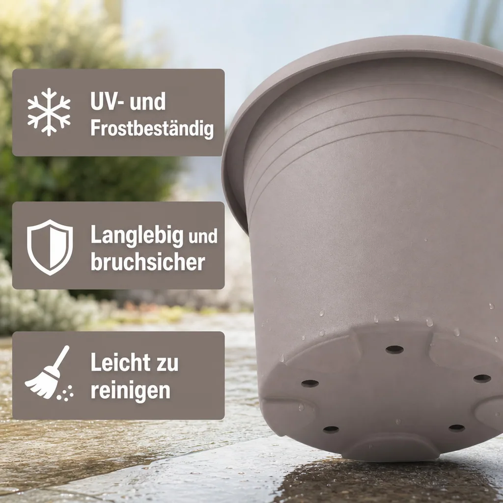 Blumentopf CYLINDRO, 25 cm, 5,5 Liter, taupe
