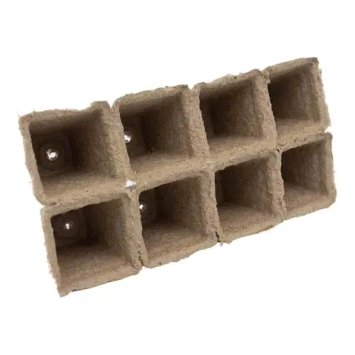 Anzuchtplatten, Anzuchttöpfe, 8 eckige Töpfe pro Platte, kompostierbar