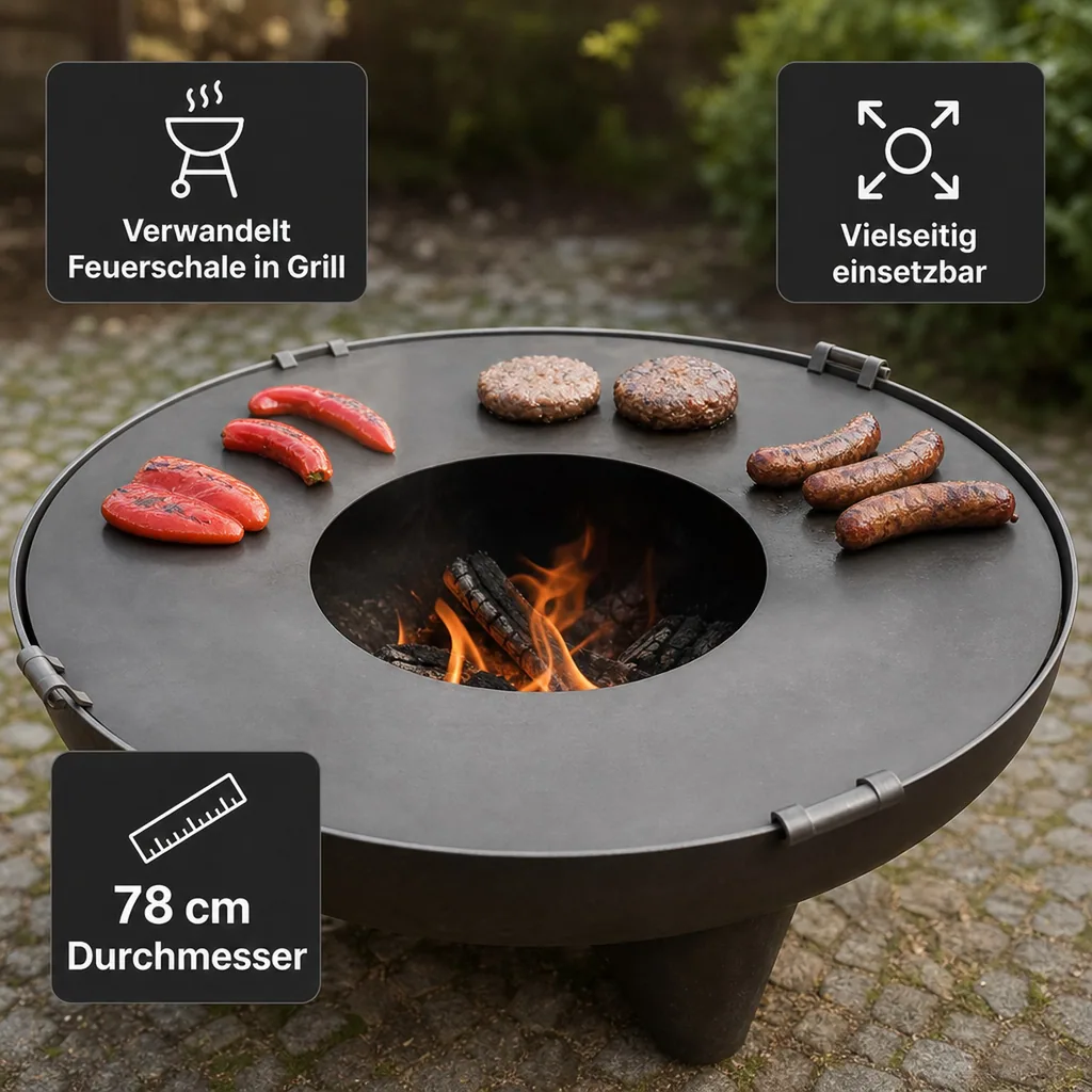 Grillplatte Feuerschale Edelstahl 78 cm