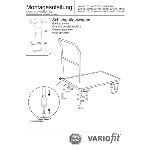 Transportwagen 400 kg, Schiebebügelwagen Typ L, EasySTOP