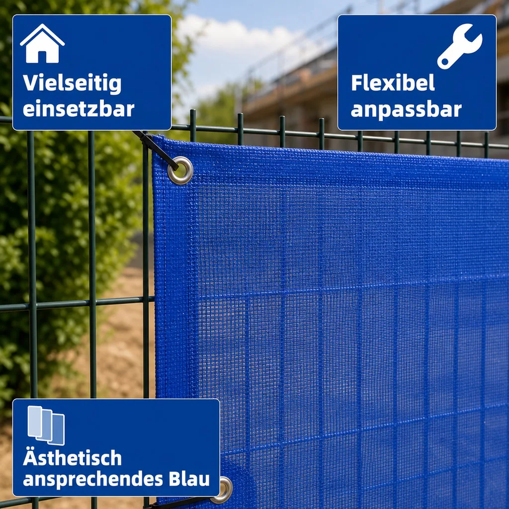 Bauzaunnetz blau 1,80m x 3,45m, Sichtschutznetz, Bauzaunblende