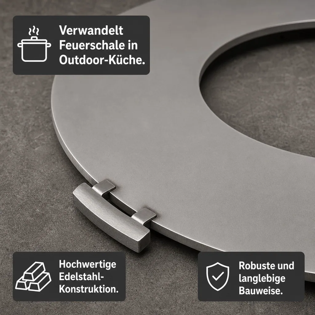 Grillplatte für Feuerschale, Edelstahl 82cm, 3mm